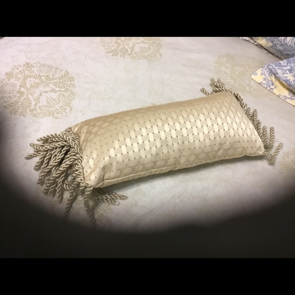 Gold Long Pillow with Trim - Picture 5 of 7